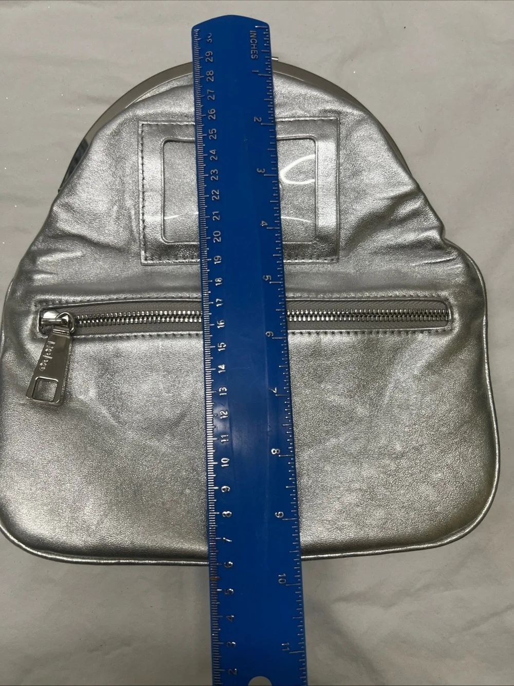HOBO Lauren Metallic Silver Leather Kiss Lock Clutch Wallet